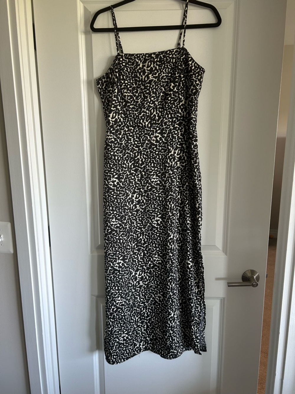 a new day Black and White Leopard-Print Midi Dress